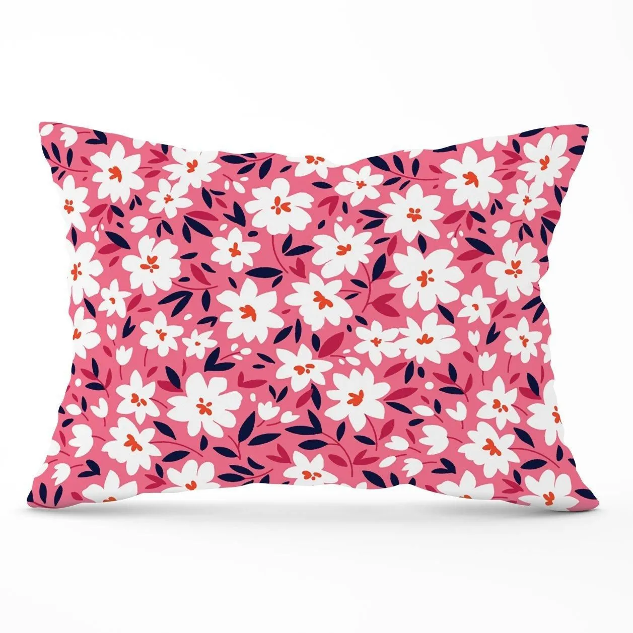 Warren Reed - Designer Small Cute White Flower Pattern Cushions in Pink