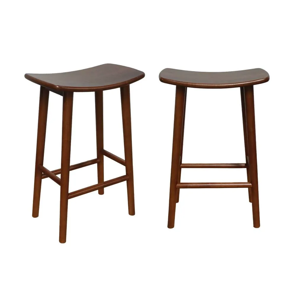 sweeek Set of 2 vintage bar stools, rubberwood in Dark Brown 2