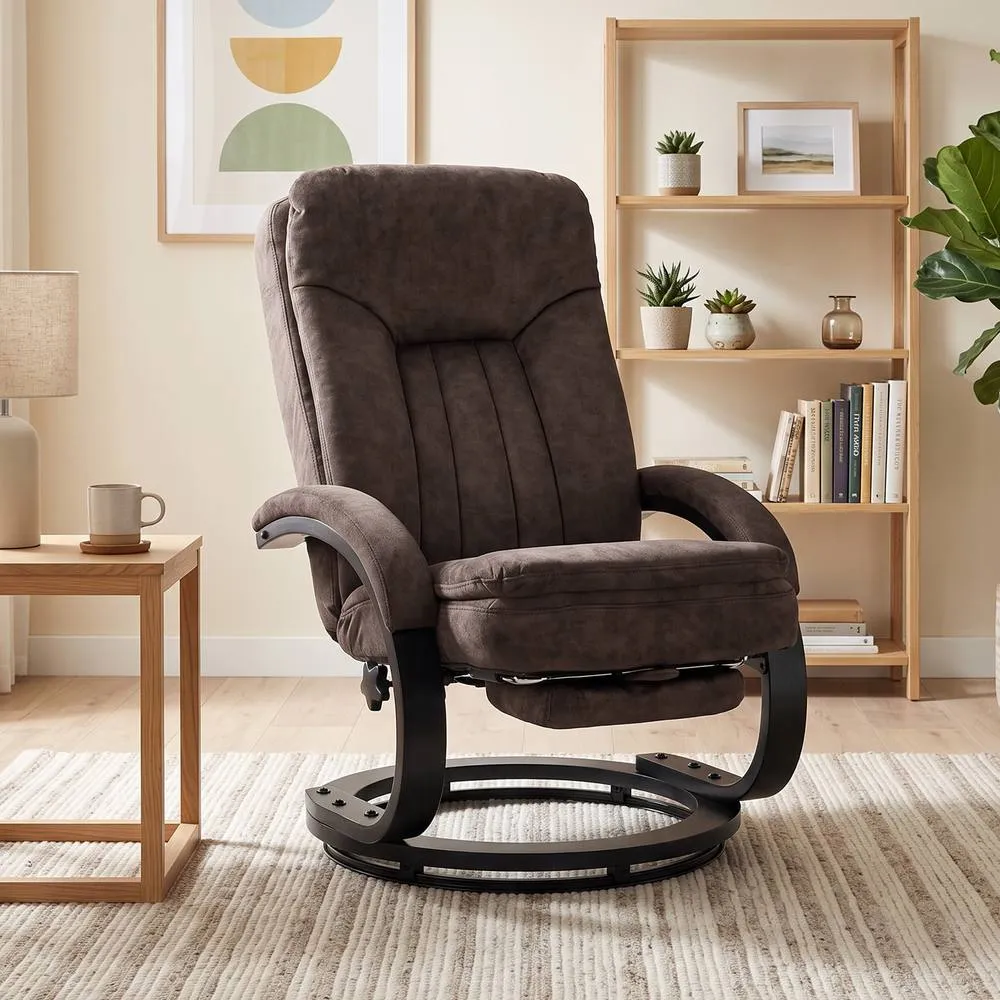 HOMCOM Swivel Recliner Chair, Velvet Manual Recliner Armchair in Dark Brown 2