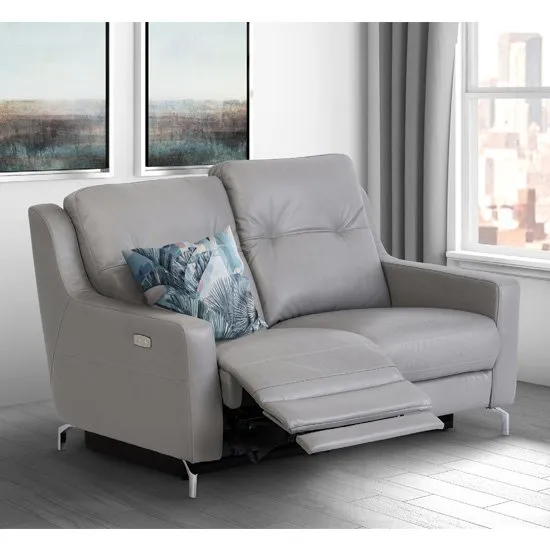 Windsor Faux Leather Electric Recliner 2 Seater Sofa In Grey