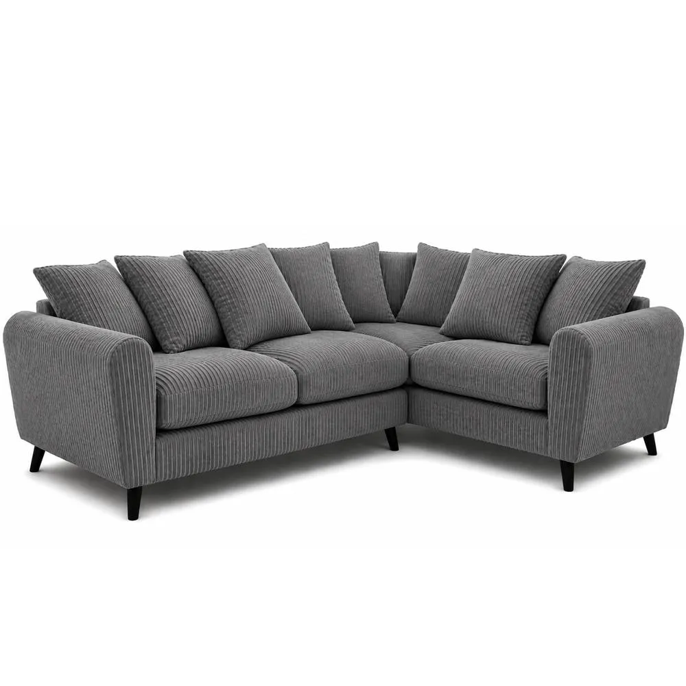 Bliss Furniture Harlow Jumbo Cord Right Hand Dual Arm Corner Sofa, Modern Design Grey