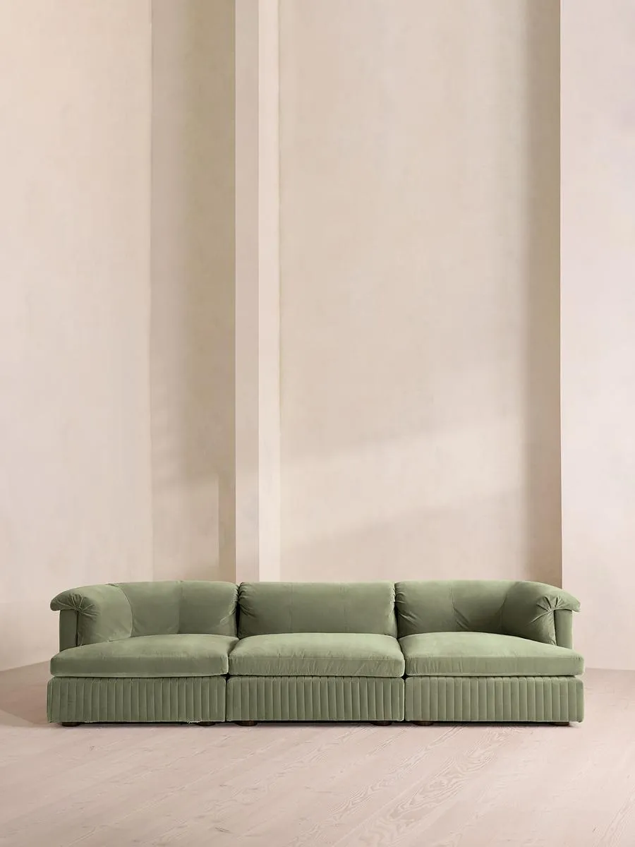 Oona Modular Sofa, Four Seater, Velvet, Seafoam