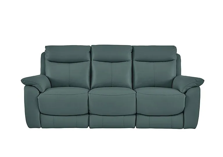 Echo Leather 3 Seater Power Recliner Sofa - BV Lake Green