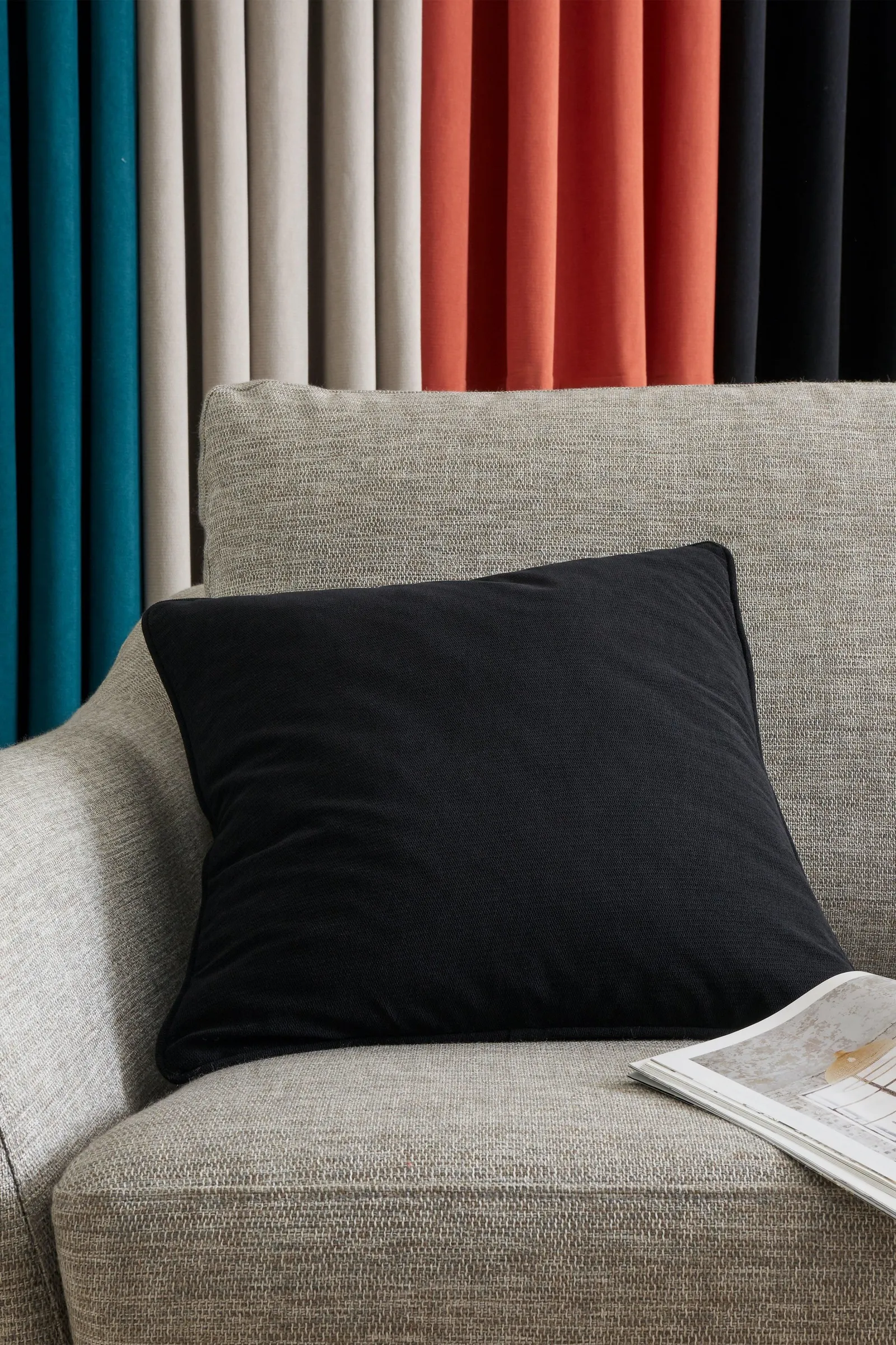 Catherine Lansfield 'Wilson Velvet' Cushion in Black 1