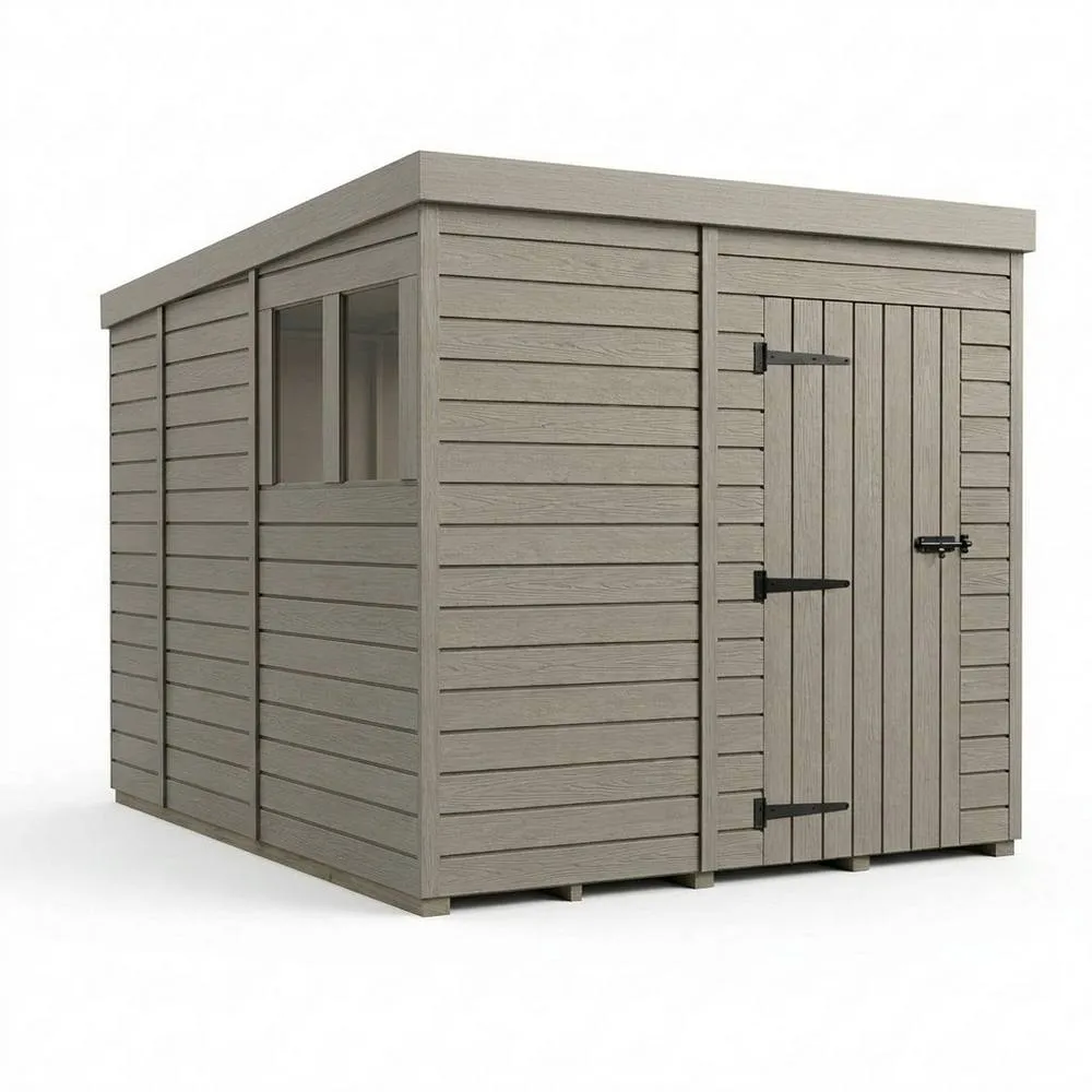 Buttercup Farm 7ft x 9ft Composite Pent Garden Shed Single Door With Windows - Grey