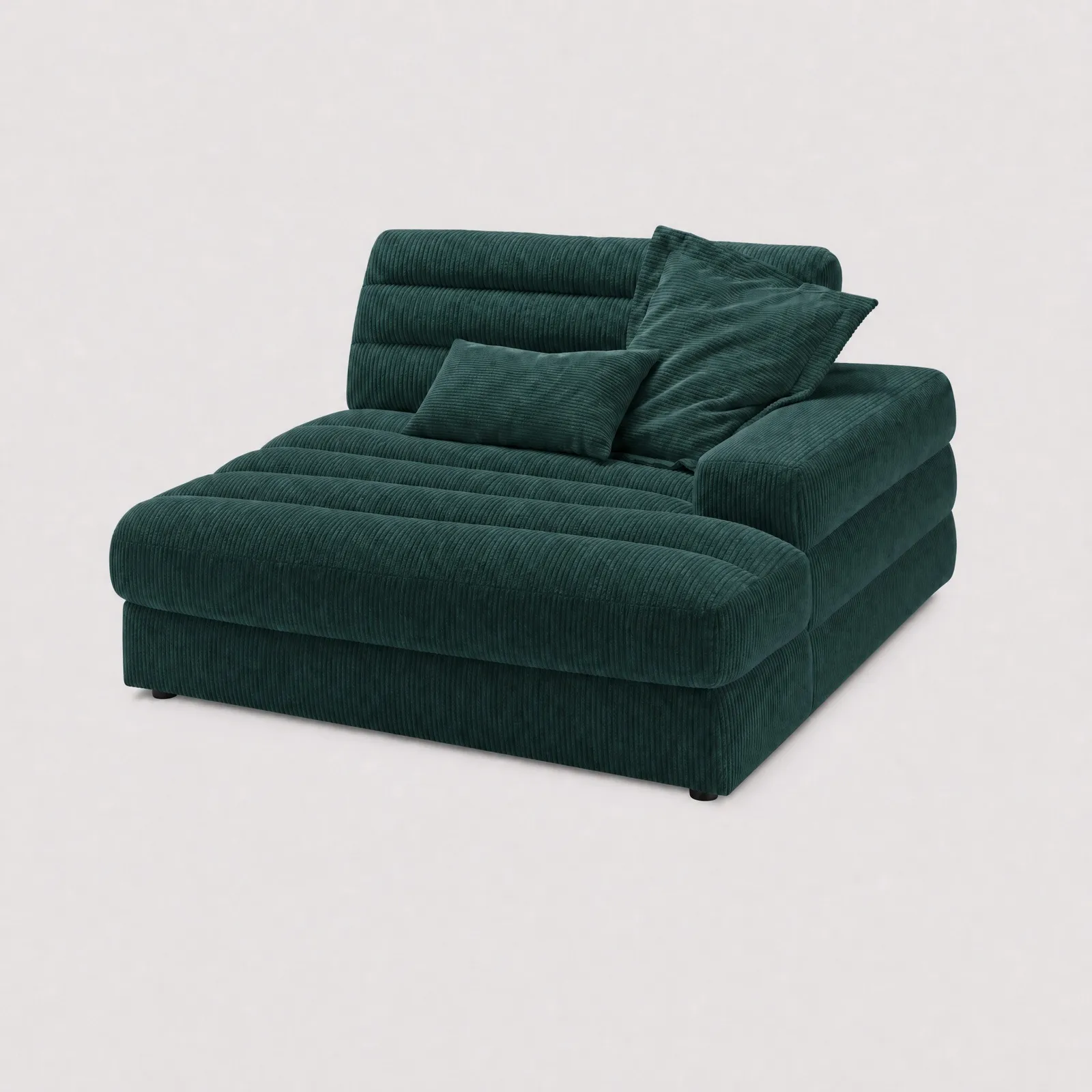 Twain Longchair Armrest Right Modular Sofa, Green Fabric | Barker & Stonehouse