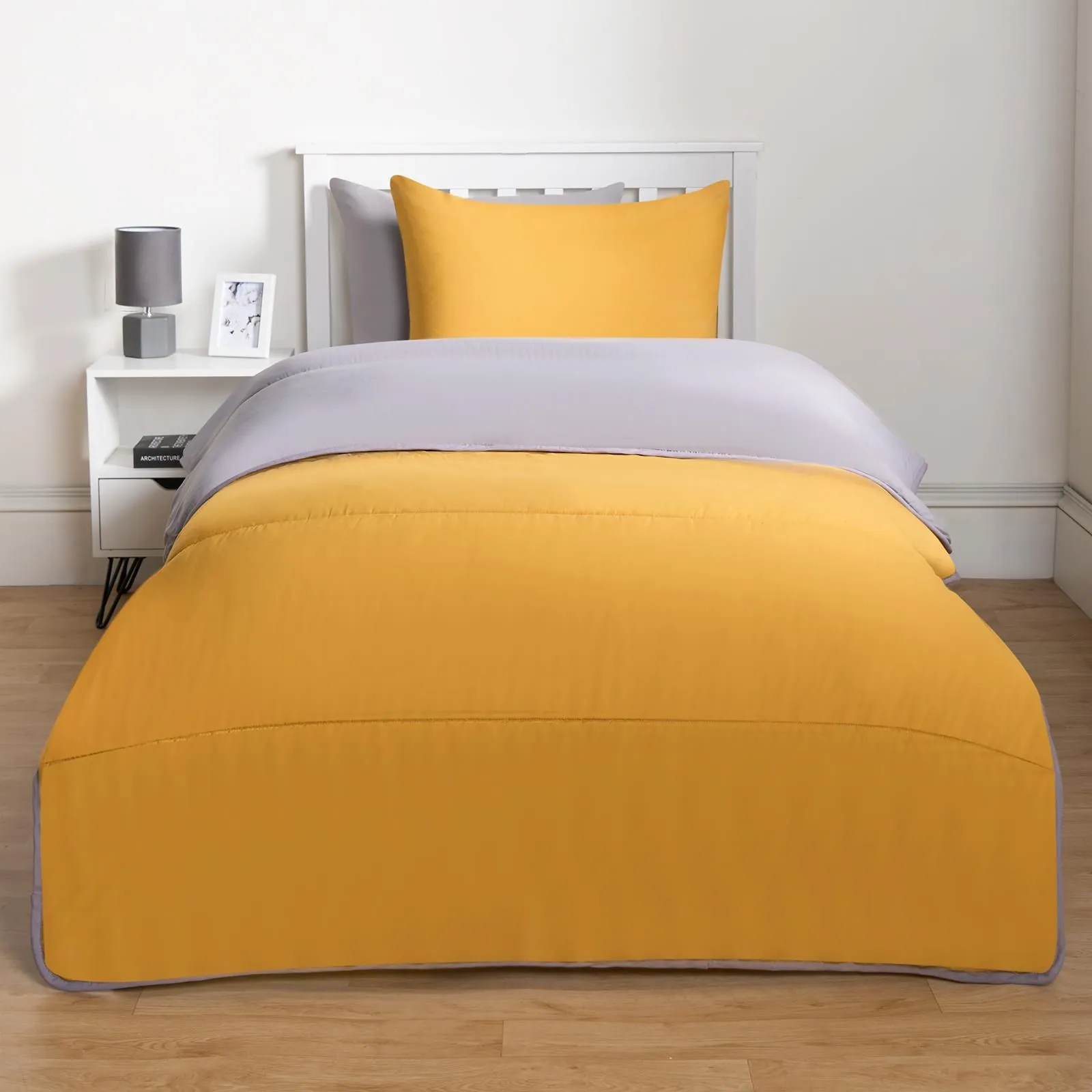 OHS Soft Coverless 10.5 TOG Duvet Set Pillowcase Quilted Cover in Mustard