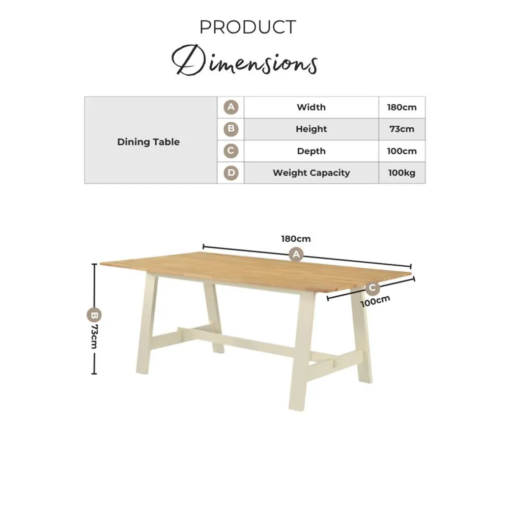 FurnitureboxUK Blakeney Rectangular Wood 6 Seater Dining Table in Off-White 2
