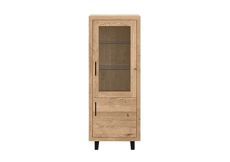 Terra Small Right Hand Facing Display Cabinet - Natura Bianca - Living Room Furniture - In Time for Christmas