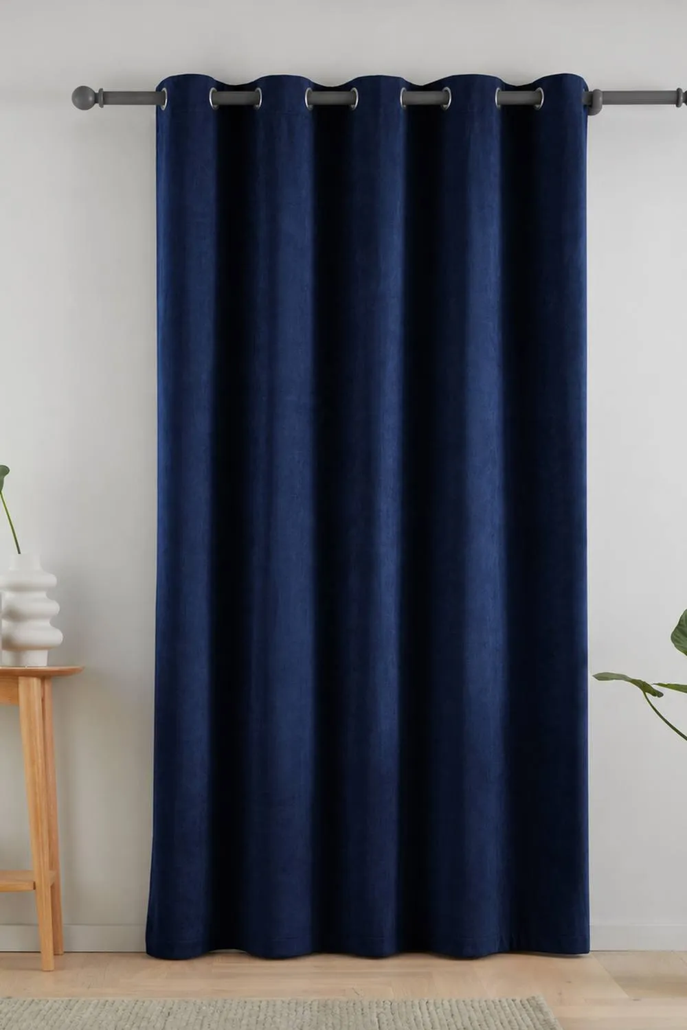 Catherine Lansfield 'Super Thermal Blackout Matt Velour' Eyelet Door Panel in Navy 2