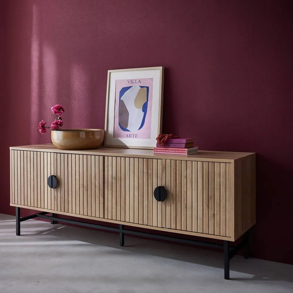 sweeek 157.5cm TV unit wooden effect 4 doors in Brown 4