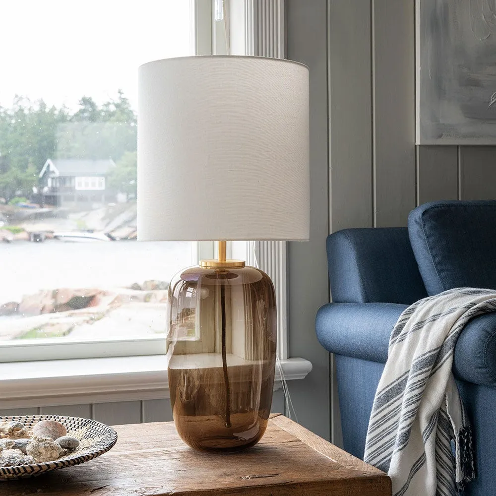 Hadeland Glassverk Vega Table Lamp Grey & Brass with Black Shade 4