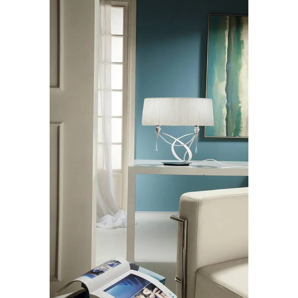 Netlighting Lucca Wall Lamp Switched 2 Light E27 Chrome White Shades & Crystal in Grey 3