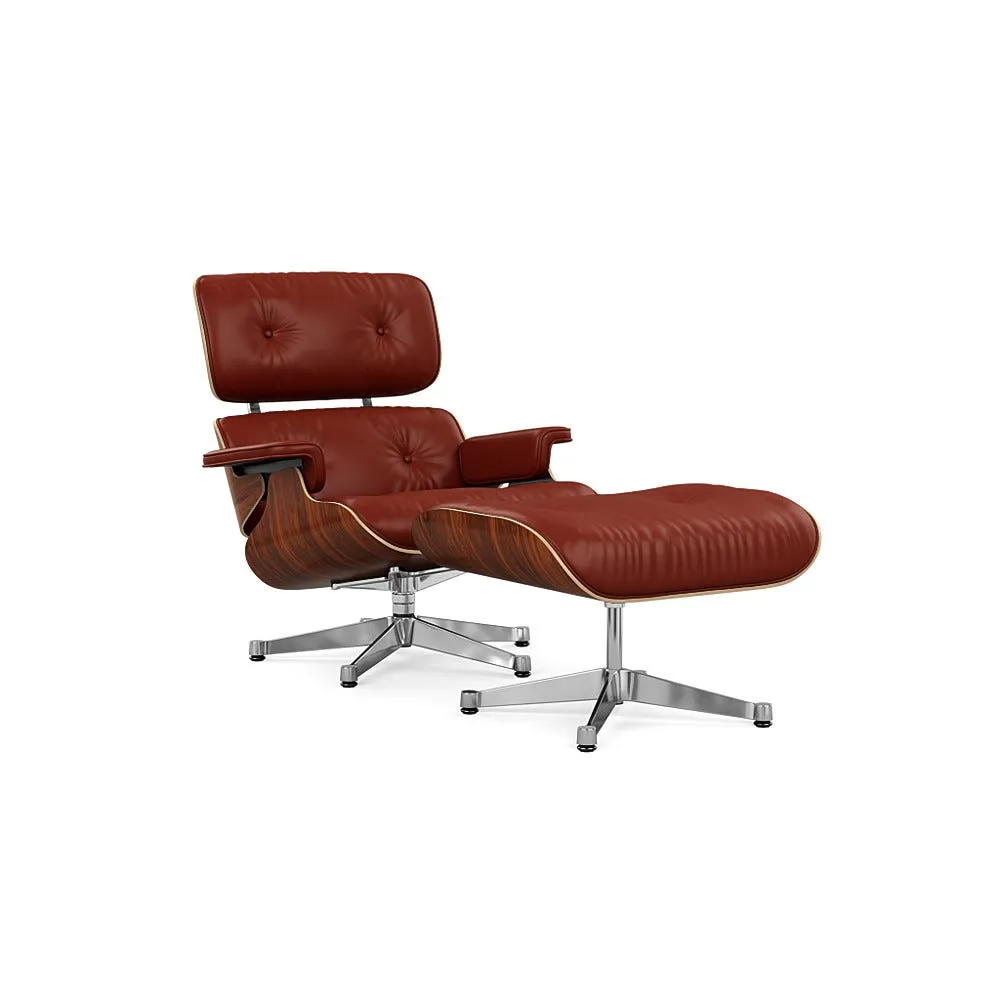 Vitra Eames Lounge Chair & Ottoman Santos Palisander Clas. L50 93 Brandy Polished Base 05 1