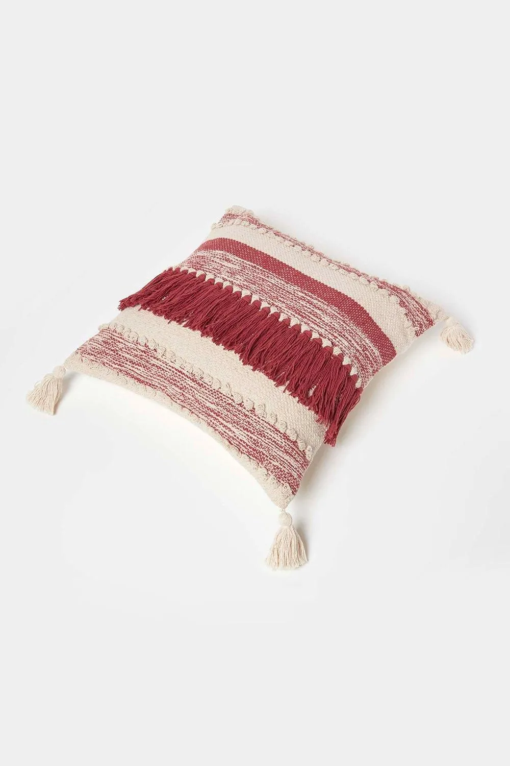 Homescapes Zadar Handwoven Fringed Red Kilim Cushion 5