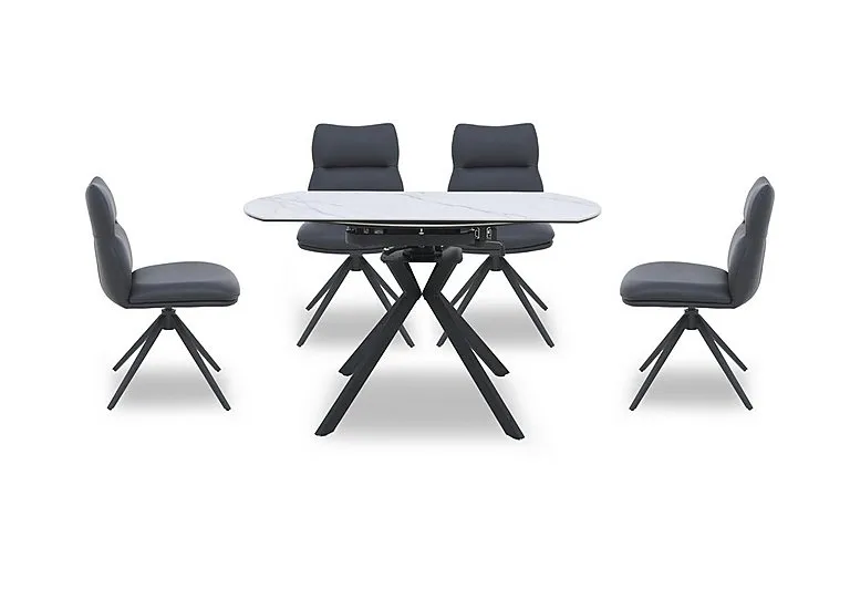 Quattro Round Extending Swivel Dining Table and 4 Swivel Chairs