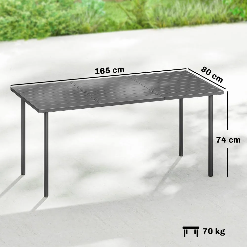 OUTSUNNY Garden Dining Table for 6 Person, 165 x 80 cm in Dark Grey 3