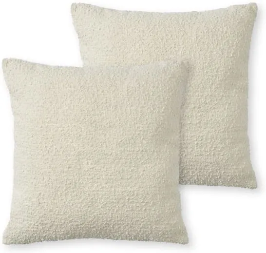Teddy Set of 2 Boucle Cushions, 50 x 50cm, Whitewash