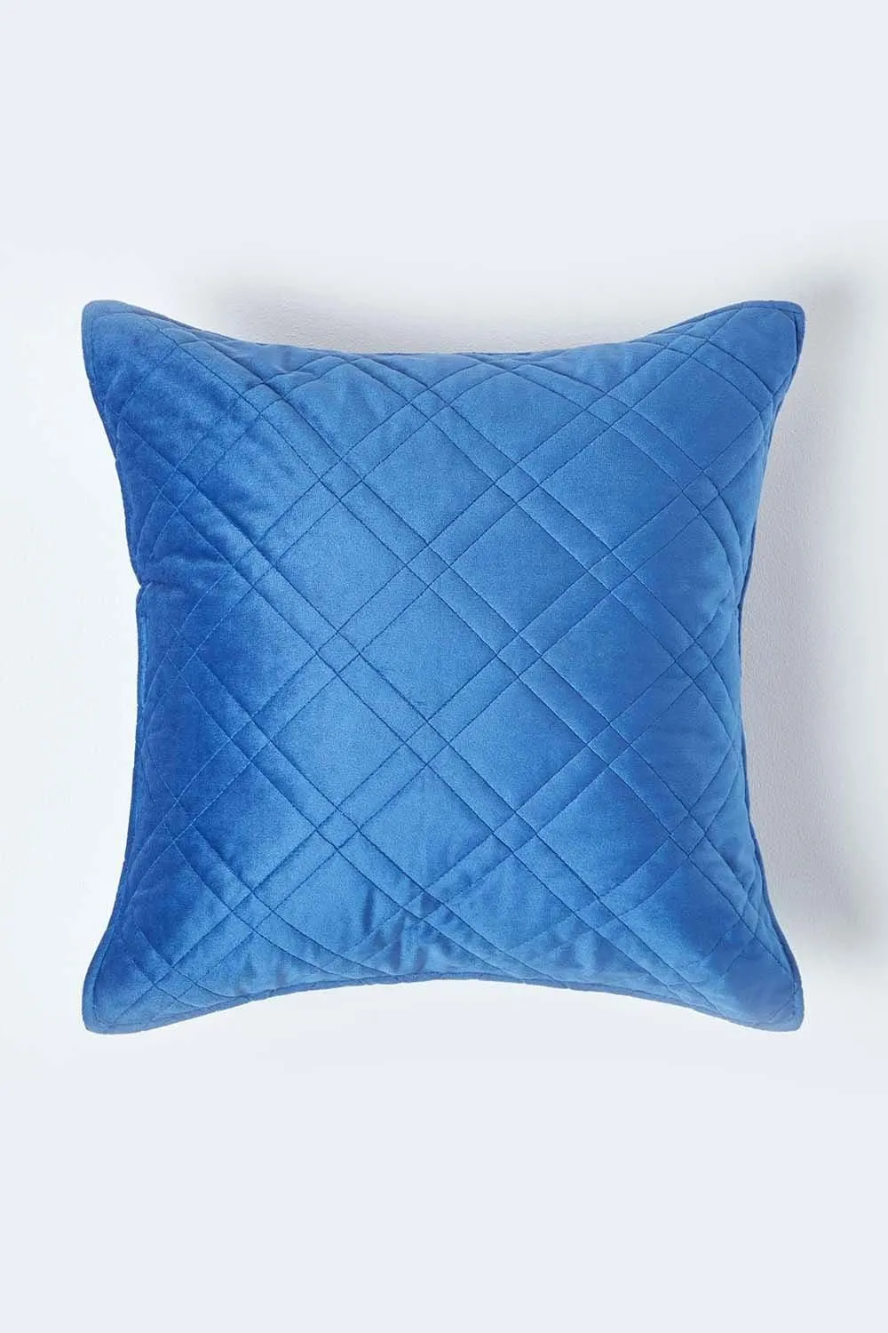 Homescapes Luxury Quilted Velvet Cushion Cover Geometric Pattern in Navy 1