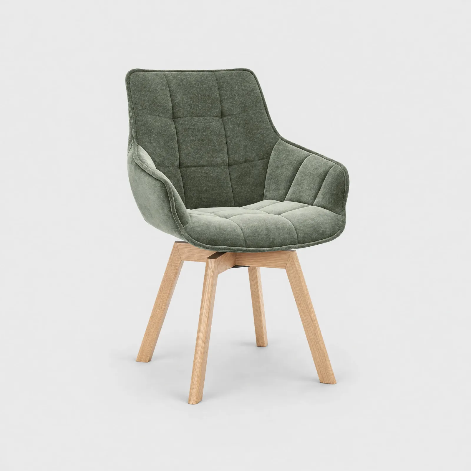 Jasper Dining Armchair With 360 Swivel, Green Fabric | Barker & Stonehouse