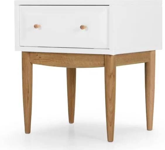 Willow Bedside Table, Oak and White