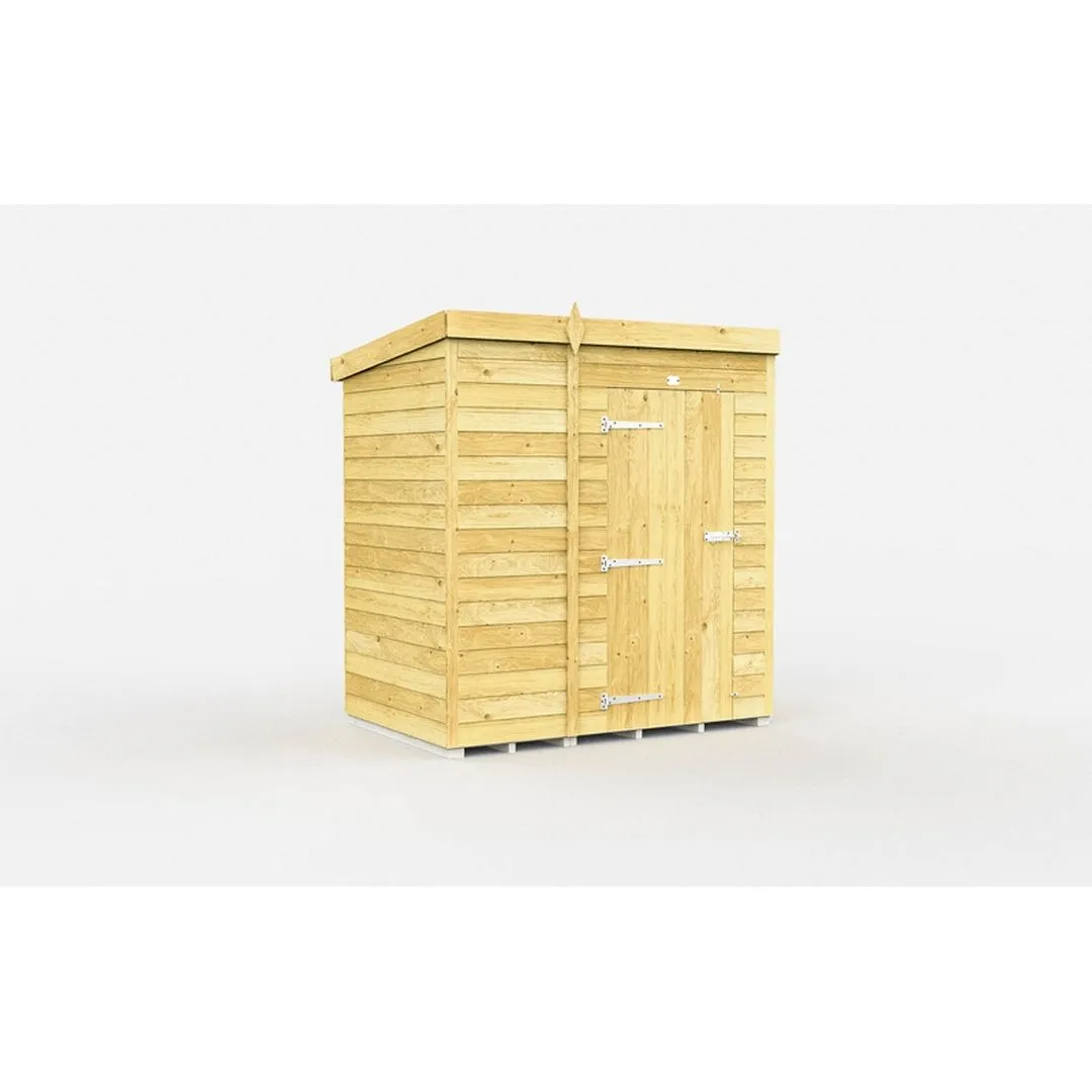 Buttercup Farm 5 x 4 Feet Pent Shed - Single Door W/O Windows - L118 x W158 x H201 cm in Brown