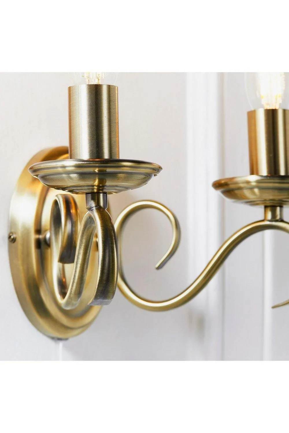 Netlighting Bernice 2 Light Indoor Candle Wall Light Antique Brass E14 in Gold 4