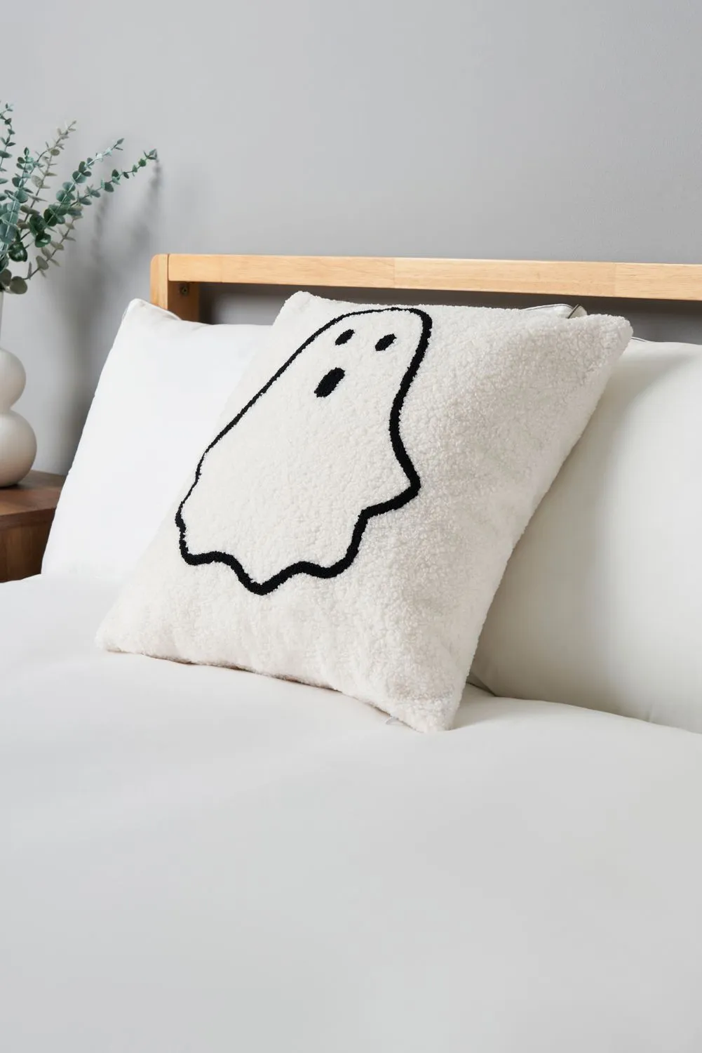 BHS Halloween Ghost Tufted Cushion in White