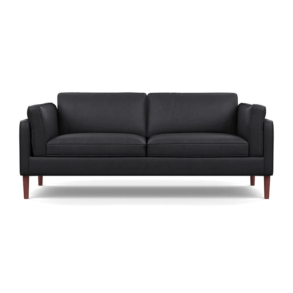 Heal's Sonno 3 Seater Sofa Linea Leather Black 622 Walnut Feet 1