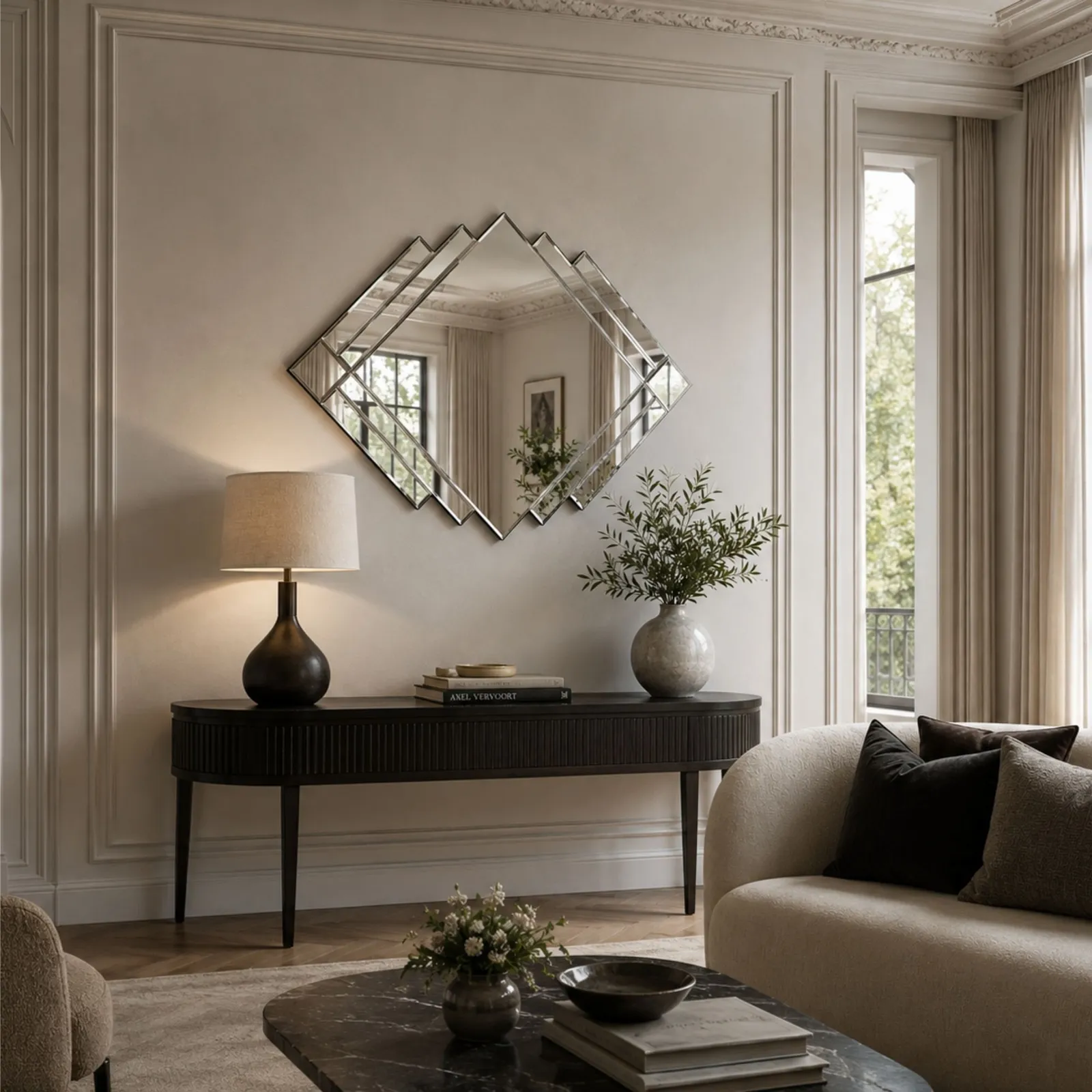 Yearn Mirrors Art Deco 1930's Inspired Bevelled Wall Mirror in Clear 4