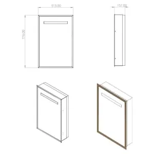 Melford Melford Bronze Surround LED Recessed Mirror Cabinet with Integrated Shaver Socket - 700 x 500mm 2