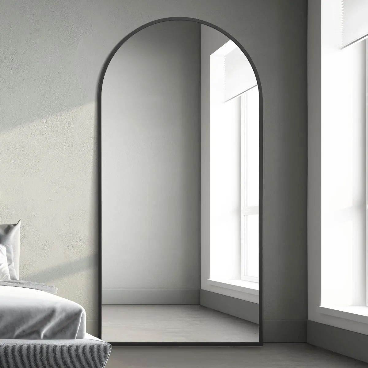 MirrorOutlet Black Framed Arched Leaner/Wall Mirror 79" X 39" (200CM X 100CM) 6
