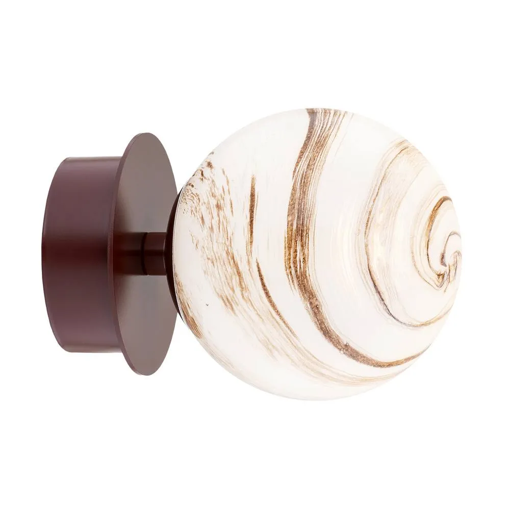 Netlighting Fabio Wall Lamp WhiteBrown (Marble Colour) Chocolate Brown IP44
