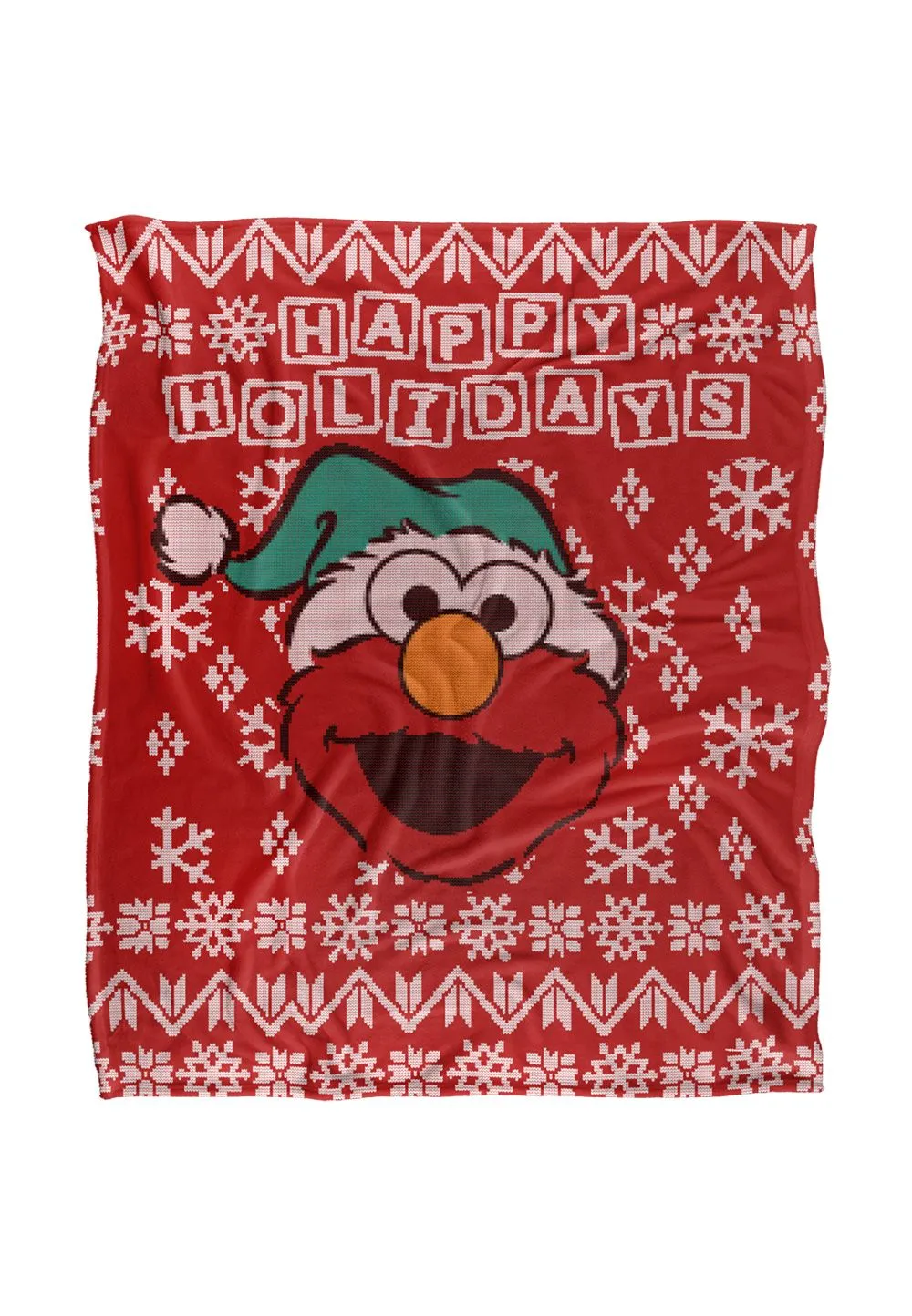 Sesame Street Elmo Ugly Christmas Sweater Silky Touch Super Soft Throw Blanket 152 X 127 cm in White