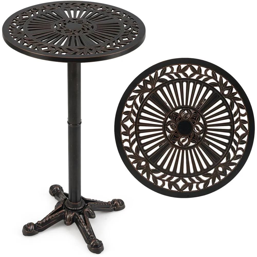Costway 61cm Patio Round Bar Table Cast Aluminum High Top Table-Bronze in Bronze 2