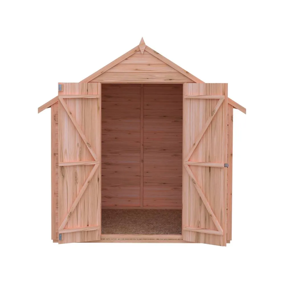 Shires 4 x 6 Feet Overlap Double Door Garden Shed - Dip Treated in Brown