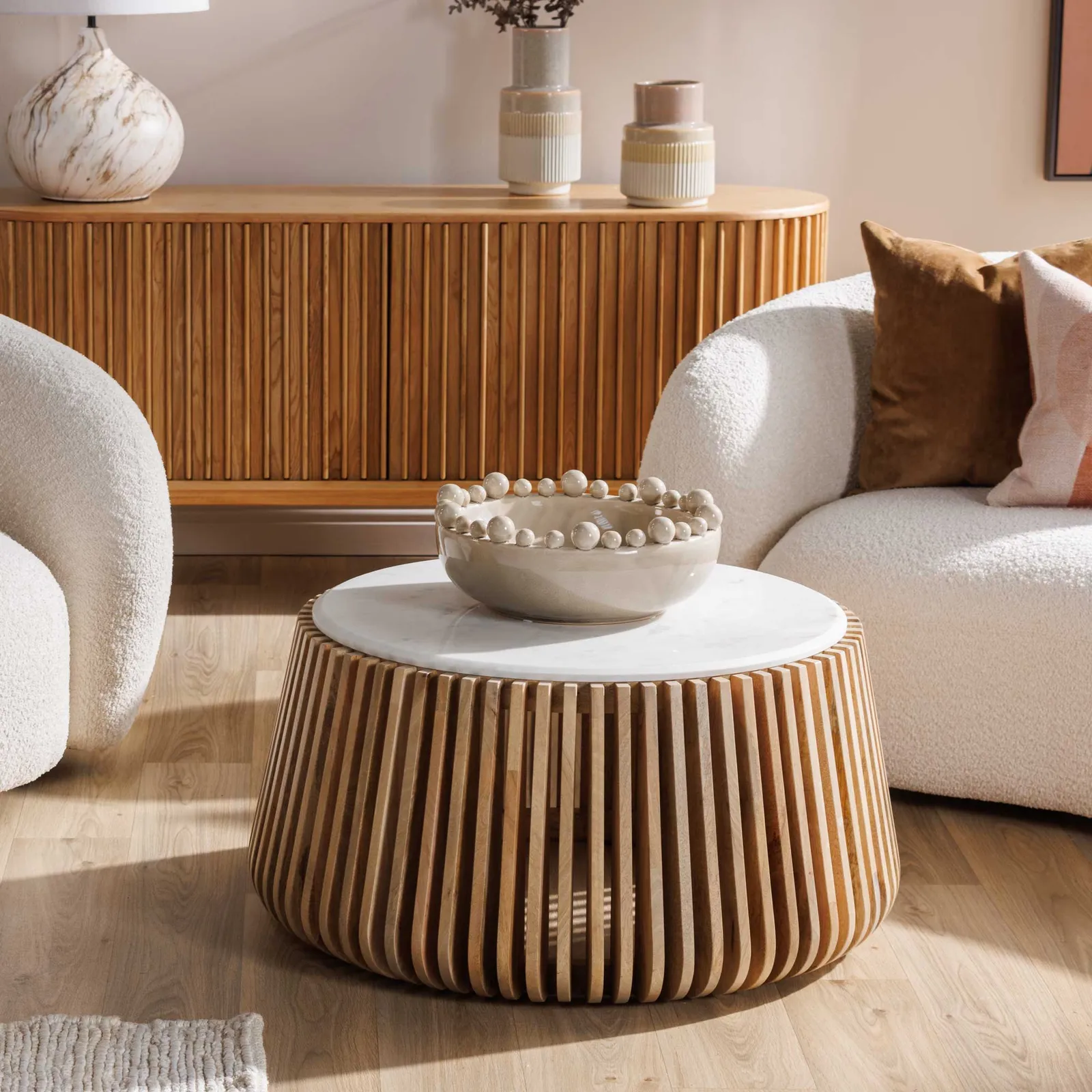 Ombra Coffee Table, Round, Neutral Marble | Barker & Stonehouse 2