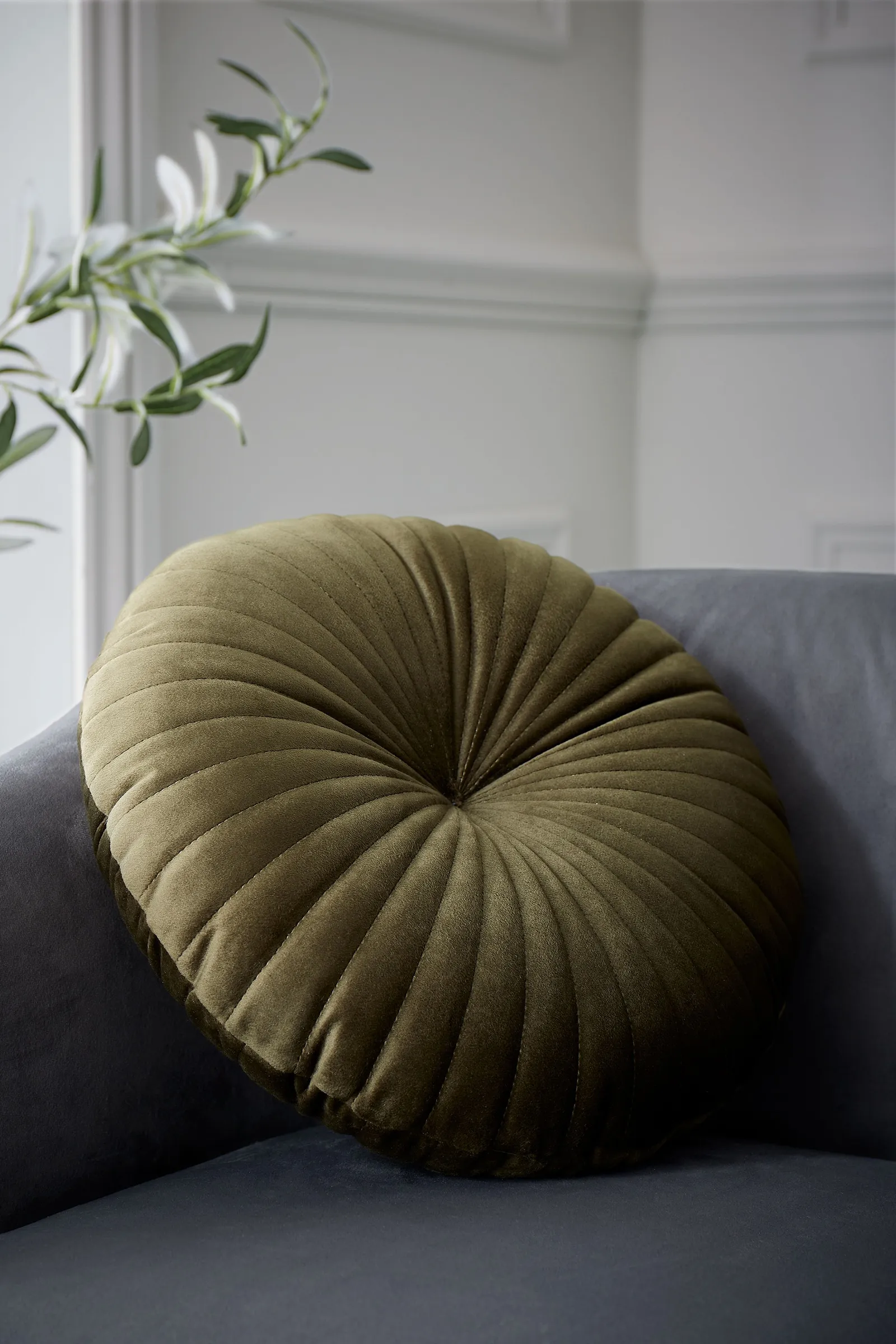 Catherine Lansfield 'Round' Cushion in Olive