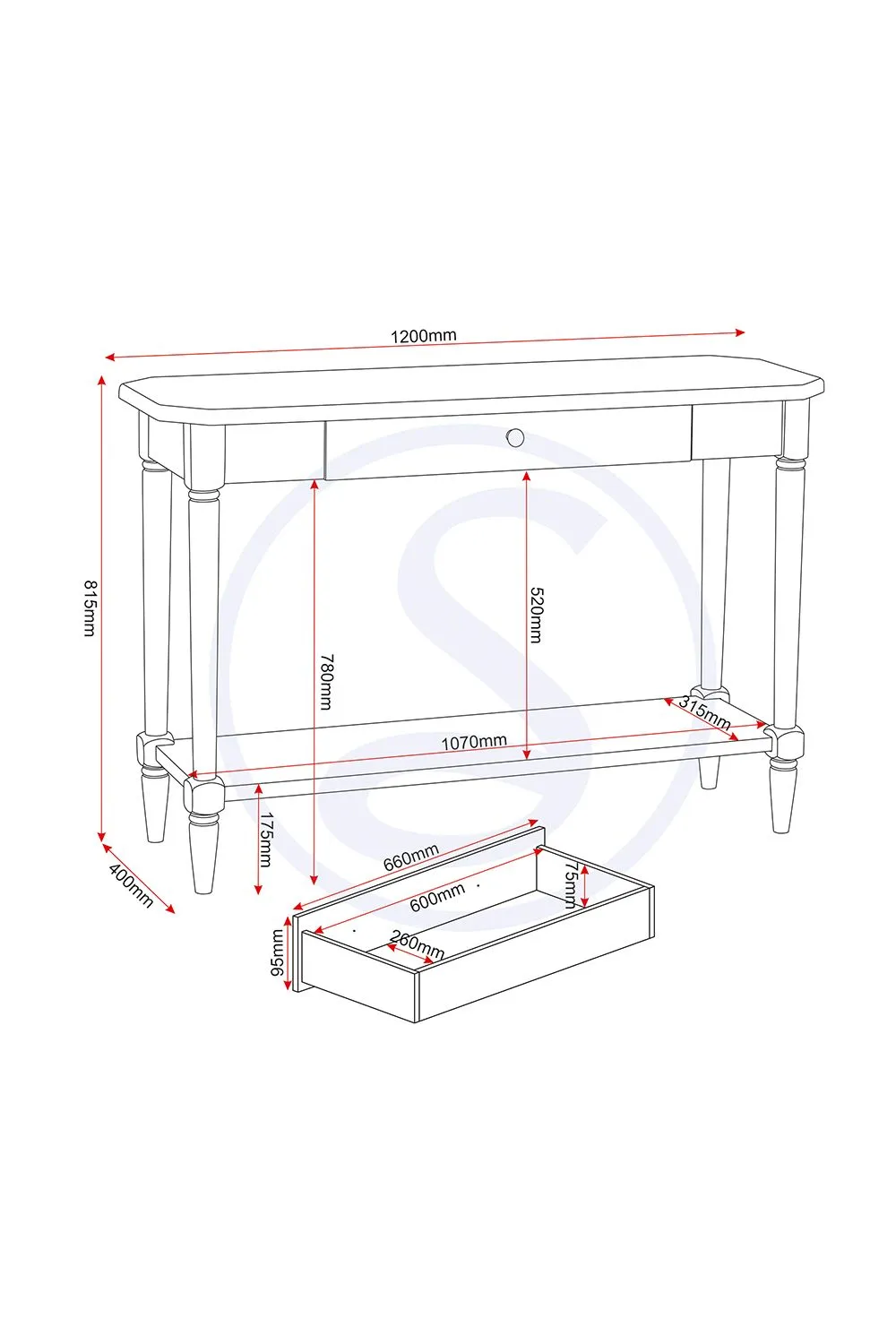 Seconique Chantilly Console Table in Cream 6