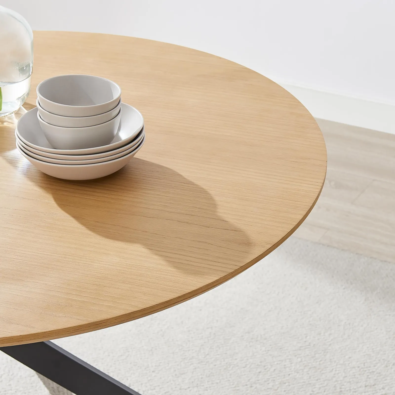 FurnitureboxUK Novara 120cm Oak Effect Dining Table & 6 Beaumont Green Fabric Chairs 4