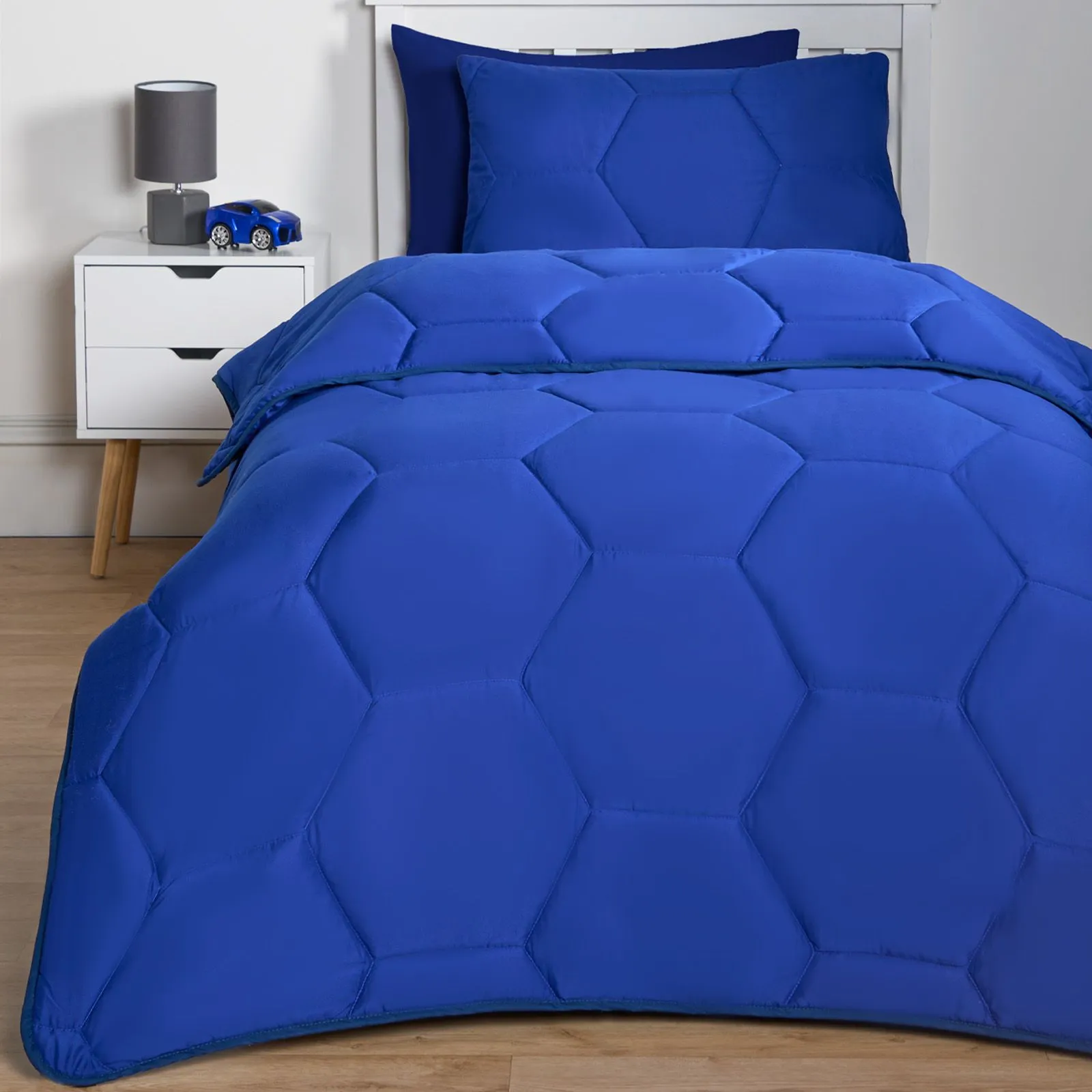 OHS Coverless Duvet 7.5 TOG Pillowcase Quilt Honeycomb Bedding Set, Blue