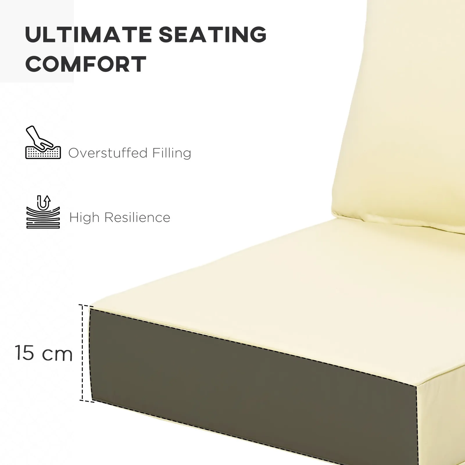 OUTSUNNY Outdoor Seat & Back Cushion Set, Olefin Patio Chair Cushion in Beige 5