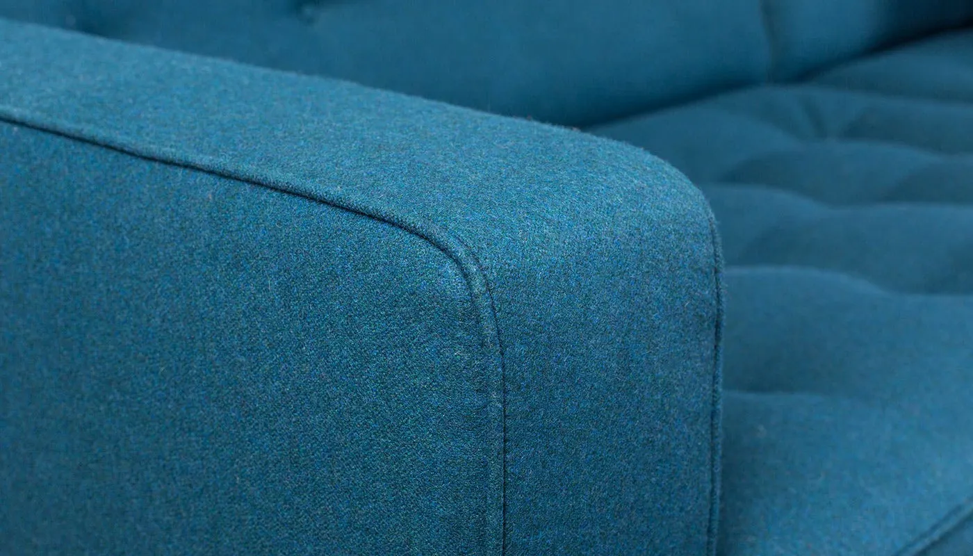 Heal's Hepburn 4 Seater Sofa St Moritz Wool Teal Walnut Feet 2