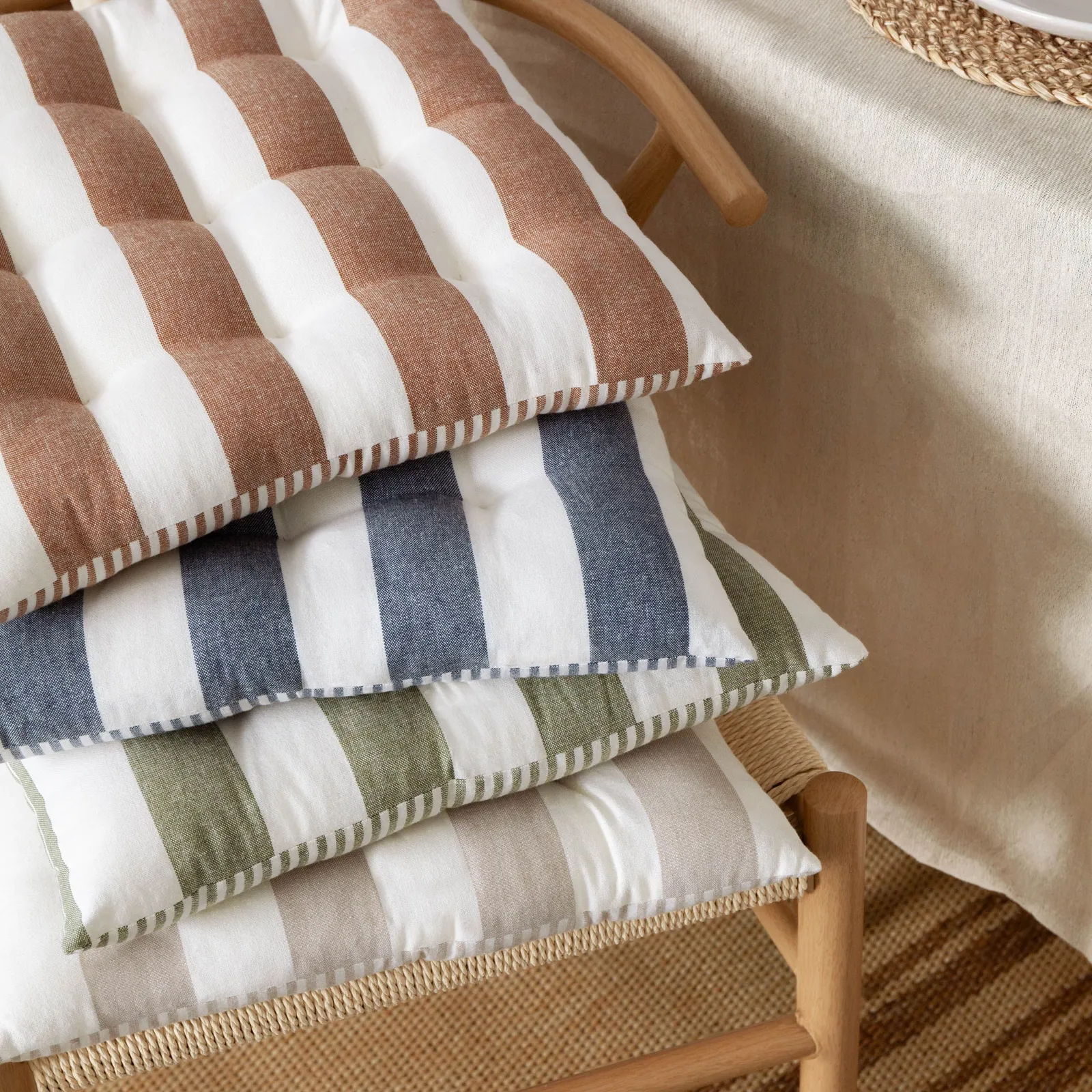 Yard Hayle Striped 100% Cotton Seat Pads - 2 Pack in Navy 6