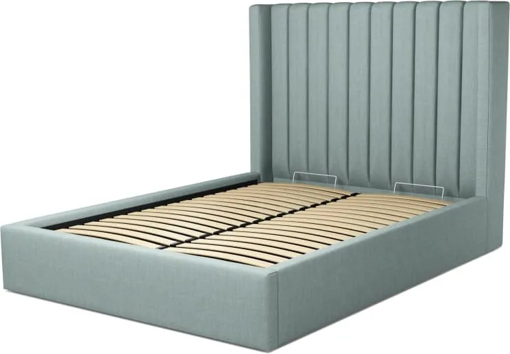 Cory Double Ottoman Storage Bed, Sea Green Cotton