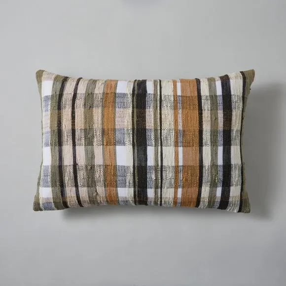Woven Check Cushion Brown 2