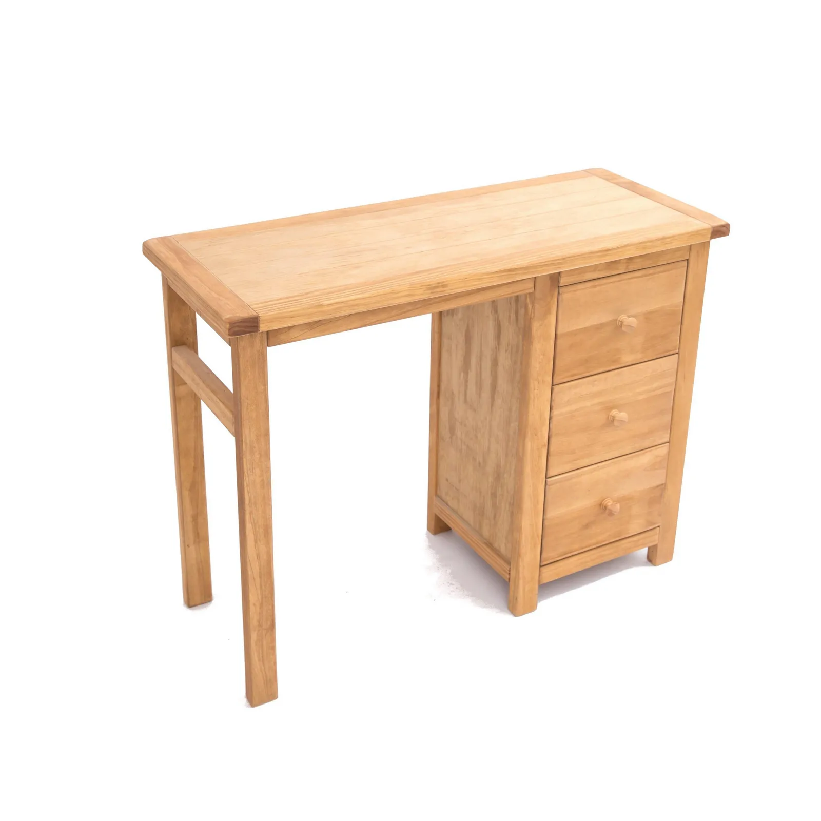 Cabinet Bits Lugo 3 Drawer Desk - Dressing Table Wood Knob in Light Brown 3