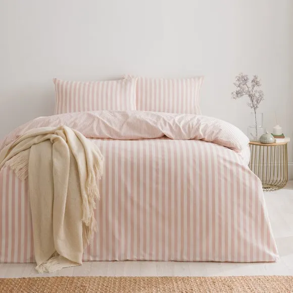 Durham Stripe 100% Cotton Duvet Cover and Pillowcase Set 1