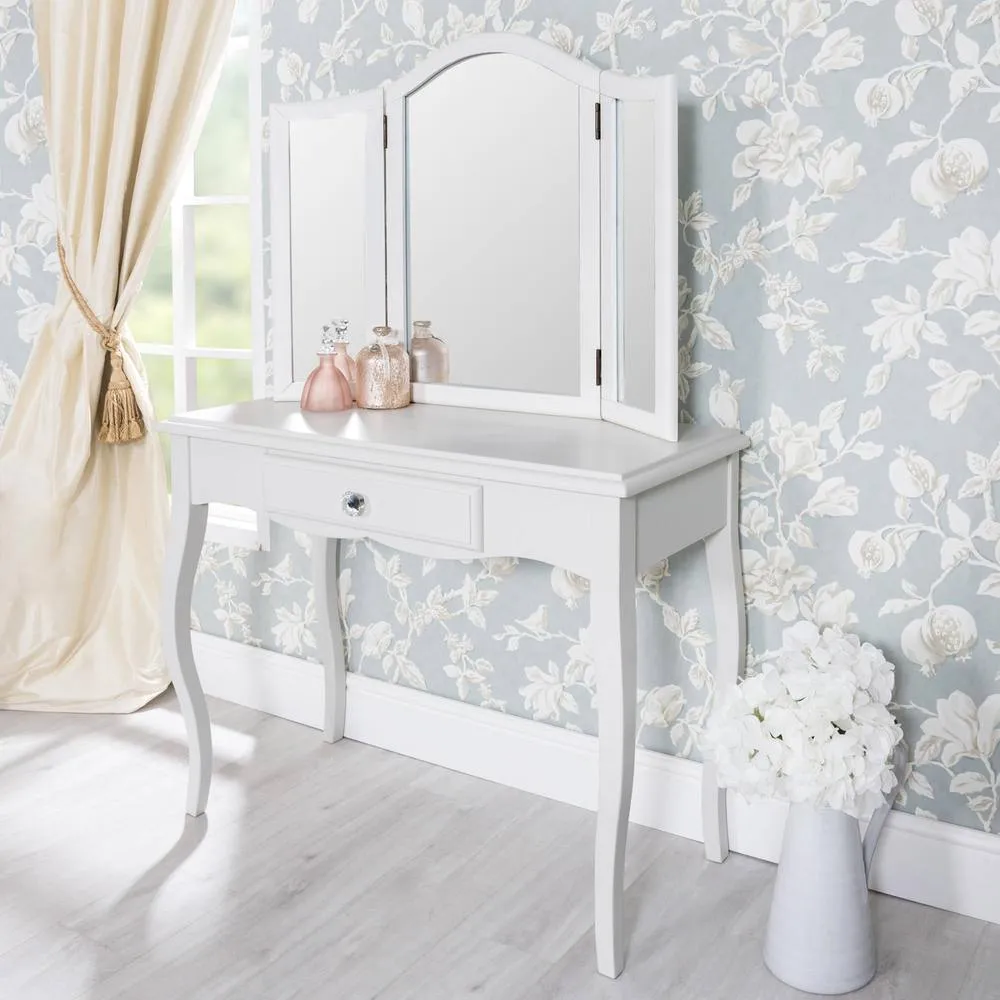 Statement Furniture Romance 3-Way Dressing Table Mirror in Light Grey 4
