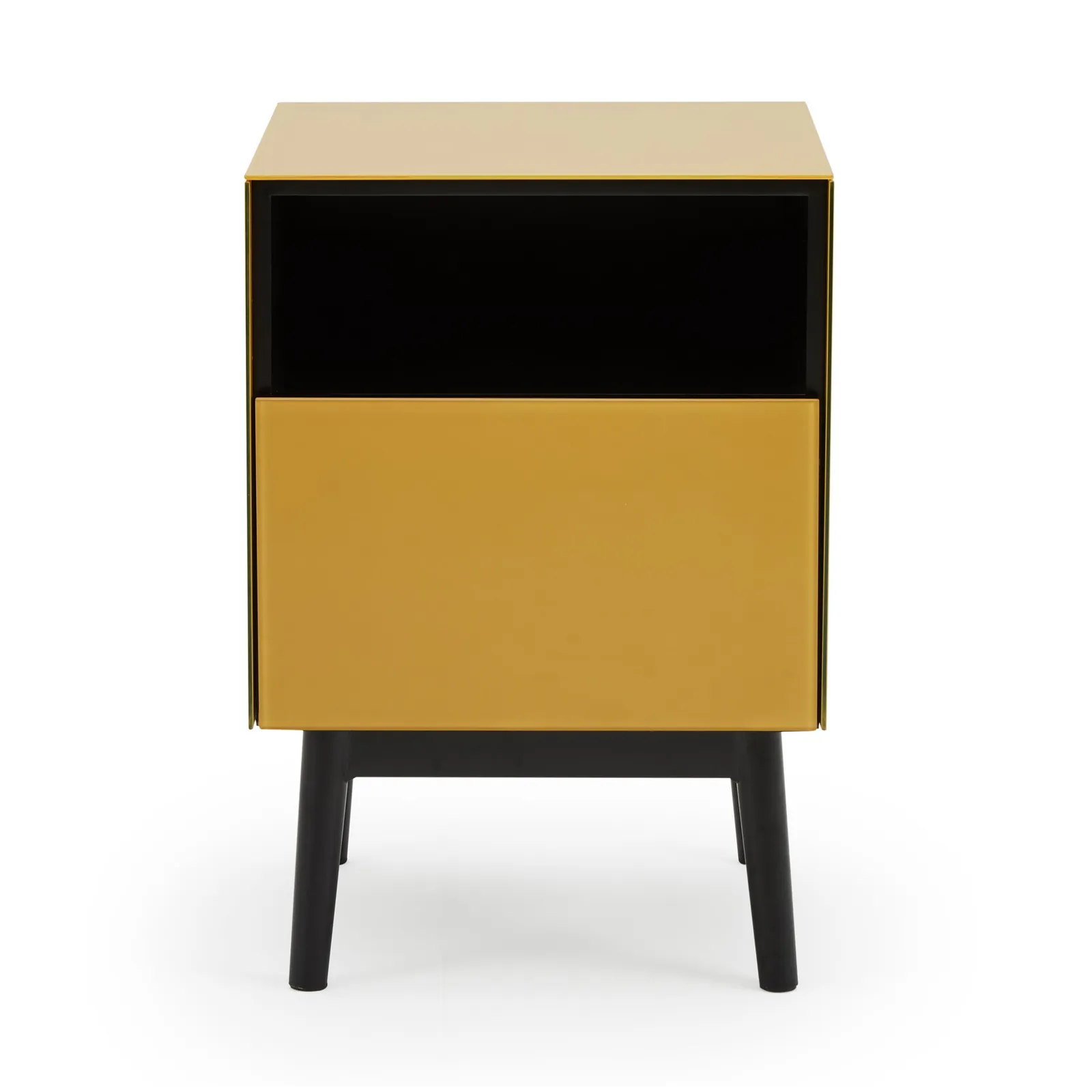 Monroe Glass Ochre Bedside Table Yellow